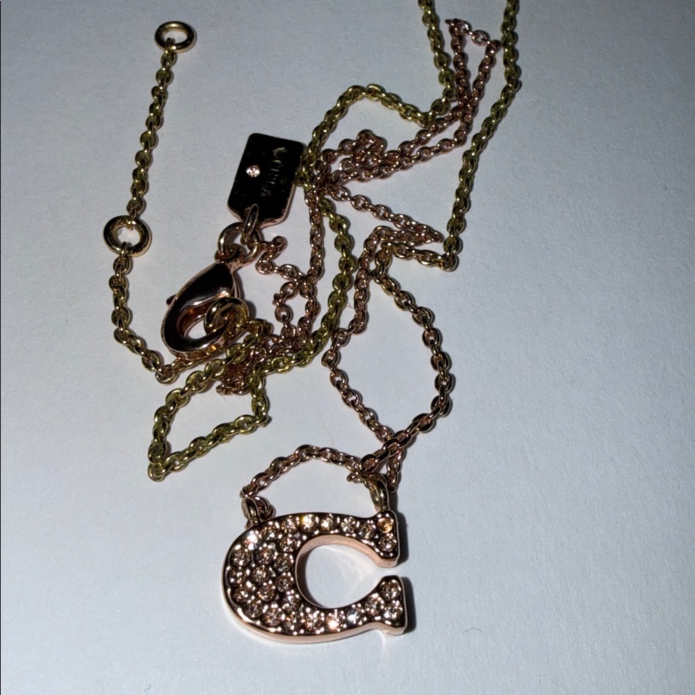 Coach Two-Tone Gold and Rose Gold C Necklace - Picture 1 of 5